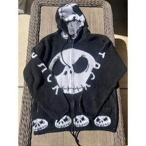 Tuntaquimba Artesanias Jack Skellington Mens Wool Zip Up Hoodie Ecuador M